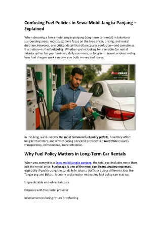 Confusing Fuel Policies in Sewa Mobil Jangka Panjang – Explained
