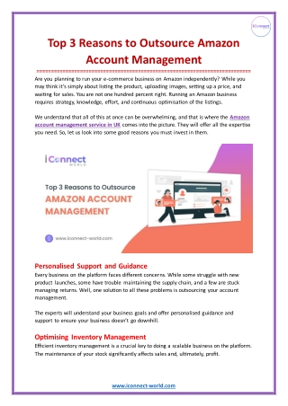 top 3 reasons to outsource amazon account