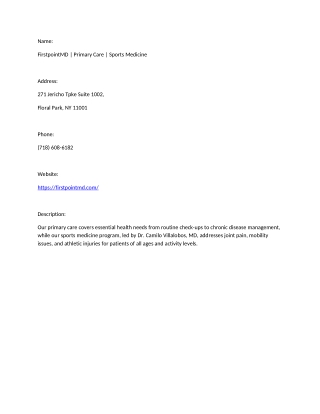 FirstpointMD | Primary Care | Sports Medicine
