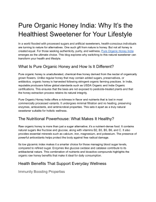 PURE ORGANIC HONEY