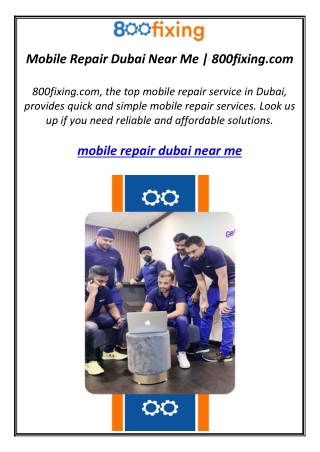 Mobile Repair Dubai Near Me | 800fixing.com