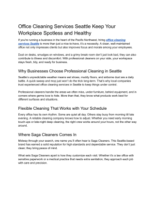 Office Cleaning Services Seattle