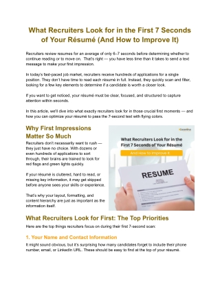 what recruiters look for in the first 7 seconds