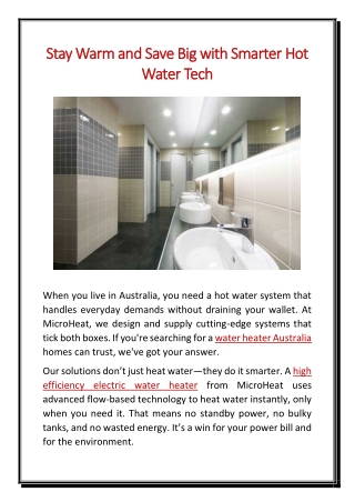 Stay Warm and Save Big with Smarter Hot Water Tech