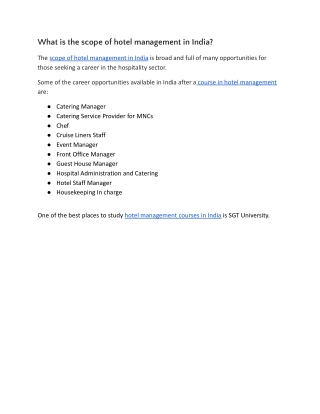 What is the scope of Hotel management in India.docx