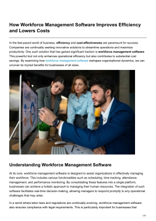 How Workforce Management Software Improves Efficiency and Lowers Costs