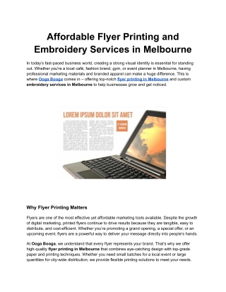 Affordable Flyer Printing and Embroidery Services in Melbourne