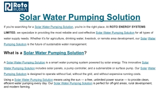 Solar Water Pumping Solution