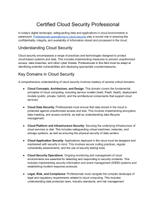 Certified Cloud Security Professional