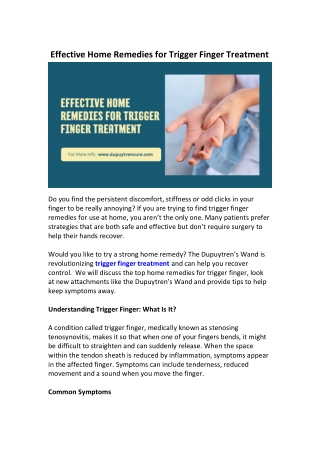effective home remedies for trigger finger