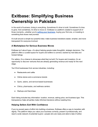 exitbase simplifying business ownership