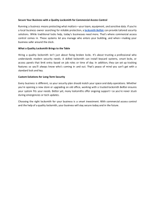 secure your business with a quality locksmith