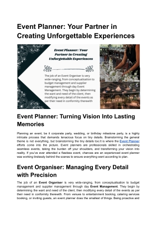 event planner your partner in creating