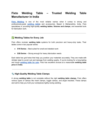fixto manufacturer in india