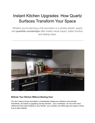 Instant Kitchen Upgrades: How Quartz Surfaces Transform Your Space