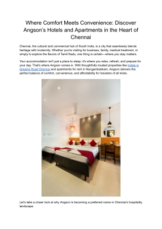 Serviced Apartments Near Apollo Greams Road – Stay Just Steps Away