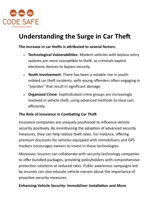 Understanding the Surge in Car Theft