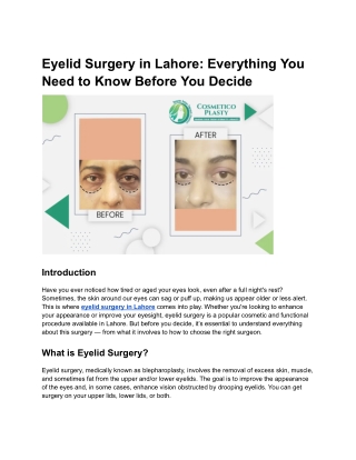 Eyelid Surgery in Lahore_ Everything You Need to Know Before You Decide