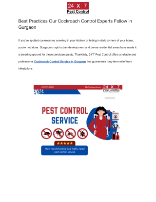 best practices our cockroach control experts
