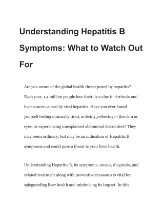 Understanding Hepatitis B Symptoms_ What to Watch Out For