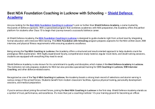 Best Nda Foundation Coaching Lucknow