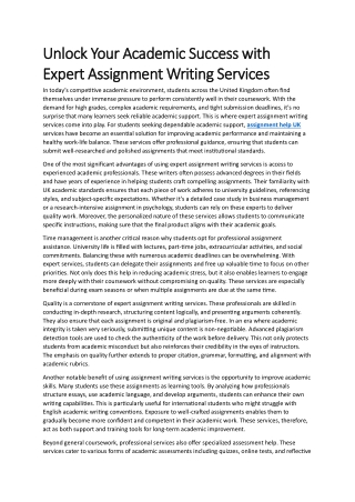Unlock Your Academic Success with Expert Assignment Writing Services