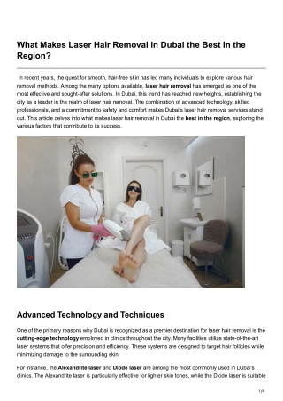 What Makes Laser Hair Removal in Dubai the Best in the Region