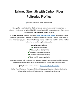 Carbon Fiber Pultruded Profiles