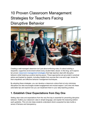 10 proven classroom management strategies