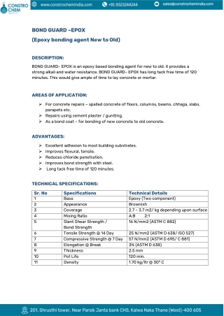 Epoxy Bonding Agent For Strong And Lasting Adhesion