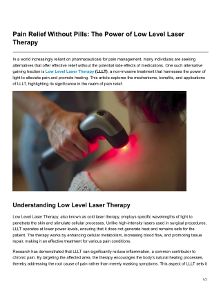 Pain Relief Without Pills The Power of Low Level Laser Therapy