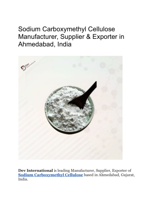 Sodium Carboxymethyl Cellulose Manufacturer, Supplier & Exporter