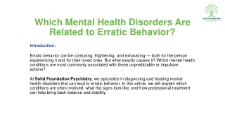 which mental health disorders are related to erratic behavior
