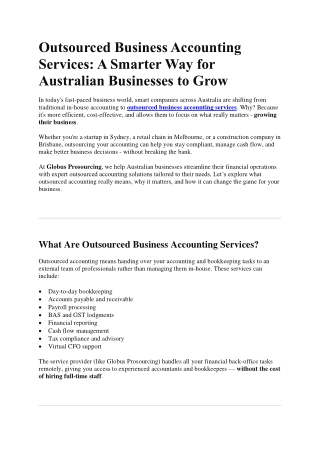Outsourced Business Accounting Services | Globus Prosourcing