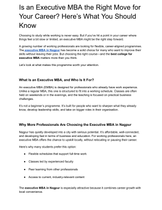 Is an Executive MBA the Right Move for Your Career Here’s What You Should Know
