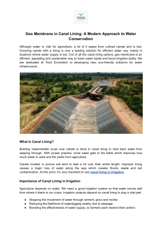 geo membrane in canal lining a modern approach