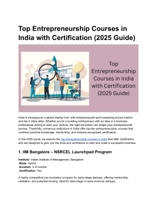 Top Entrepreneurship Courses in India with Certification (2025 Guide)