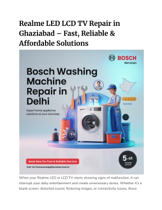 Realme LED LCD TV Repair in Ghaziabad – Fast, Reliable & Affordable Solutions