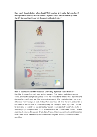 Order Cardiff Metropolitan University Diploma Certificate Online
