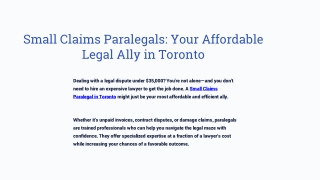 Small Claims Paralegals Your Affordable Legal Ally in Toronto