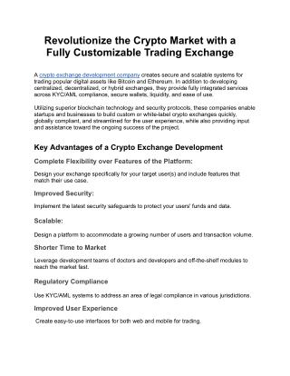 Revolutionize the Crypto Market with a Fully Customizable Trading Exchange