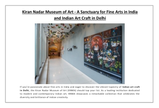 Kiran Nadar Museum of Art - A Sanctuary for Fine Arts in India and Indian Art