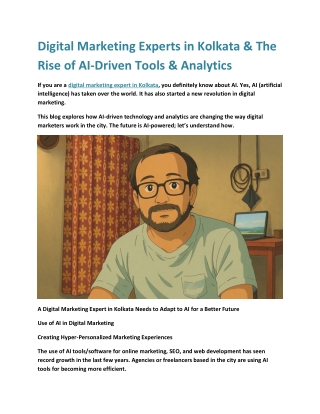 Digital Marketing Experts in Kolkata & The Rise of AI-Driven Tools & Analytics