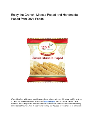 Enjoy the Crunch_ Masala Papad and Handmade Papad from DNV Foods