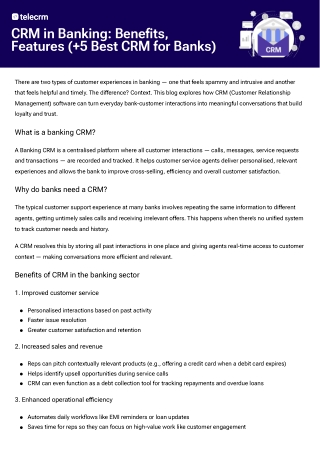 crm in banking benefits features 5 best