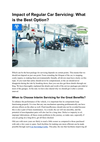 impact of regular car servicing what is the best