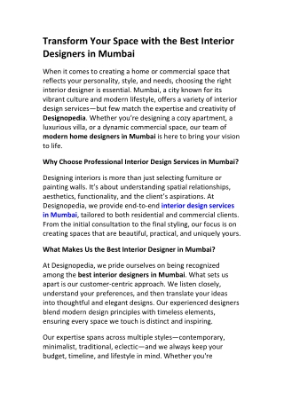 Residential Interior Designers in Mumbai | Designopedia