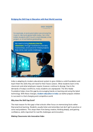 Bridging the Skill Gap in Education with Real-World Learning
