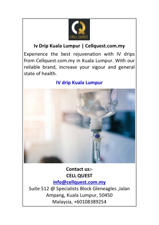 Iv Drip Kuala Lumpur Cellquest.com.my
