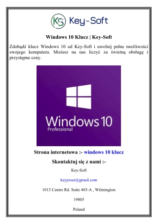 Windows 10 Klucz   Key-Soft